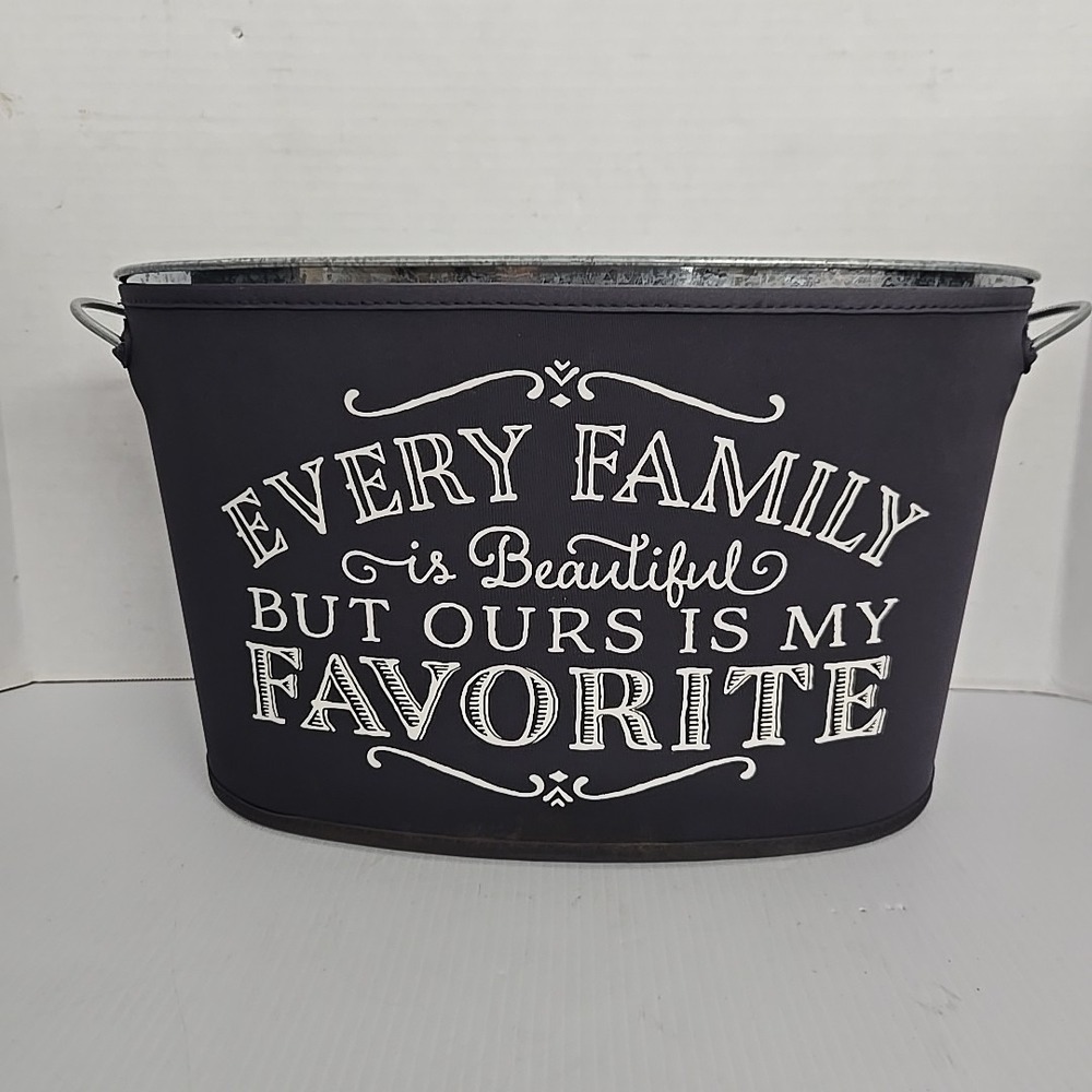 "Every Family"‎ Galvanized Metal Tub Home Decor